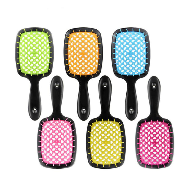 Square hollow comb cross-border hot selling grid comb color splicing massage comb fluffy shape hair comb spot wholesale