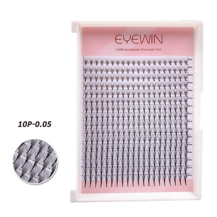 10p large premade volume lashes fans 0.05 mix length