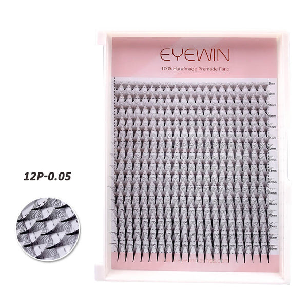 12p large premade volume lashes fans 0.05 mix length