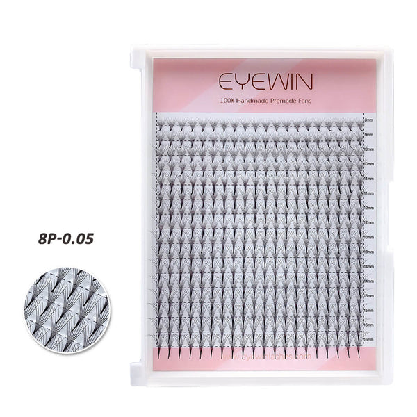 8p large premade volume lashes fans 0.05 mix length